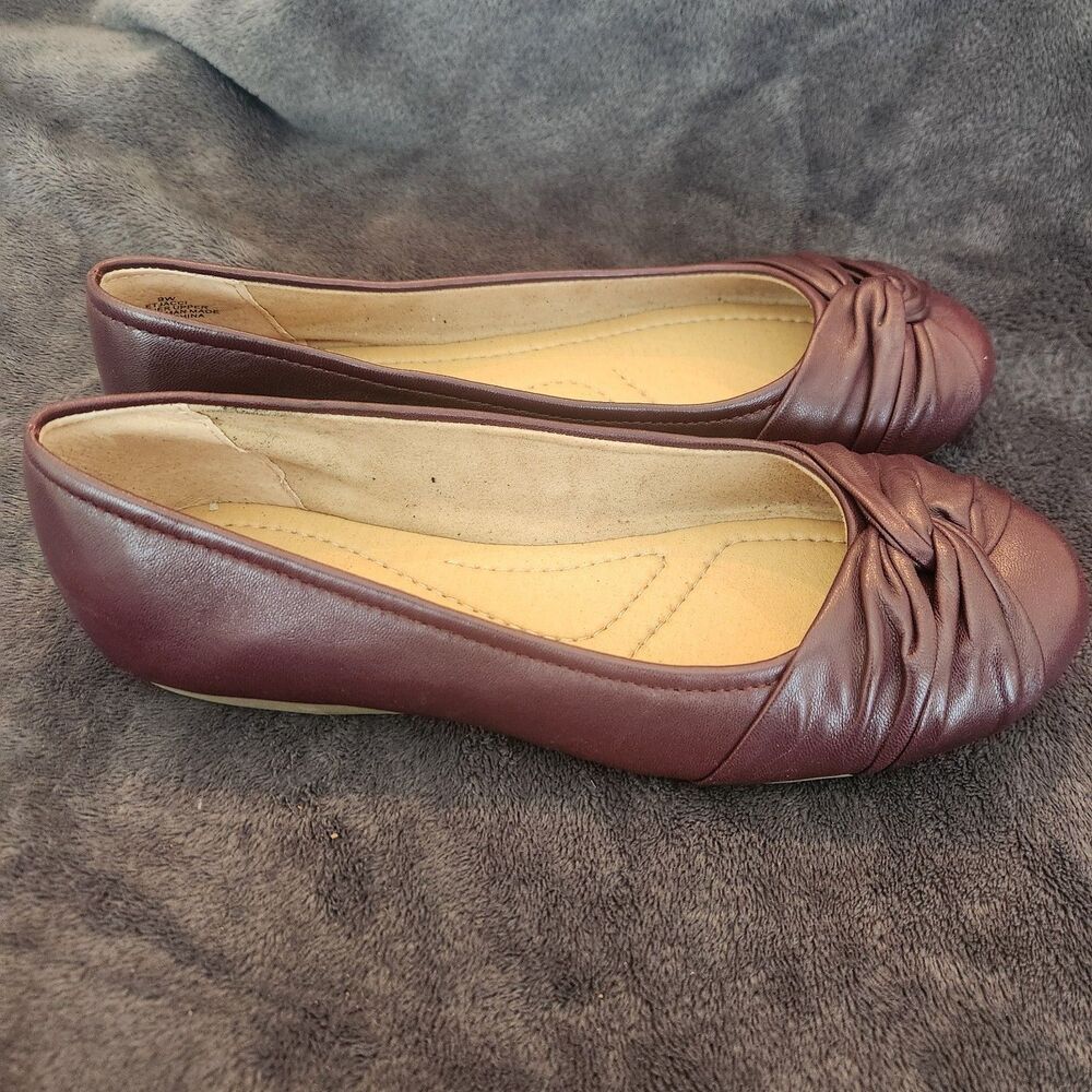 Burgundy Earth Jacci Ballet Flat Size 9W Orthopedic Arch Support Chic